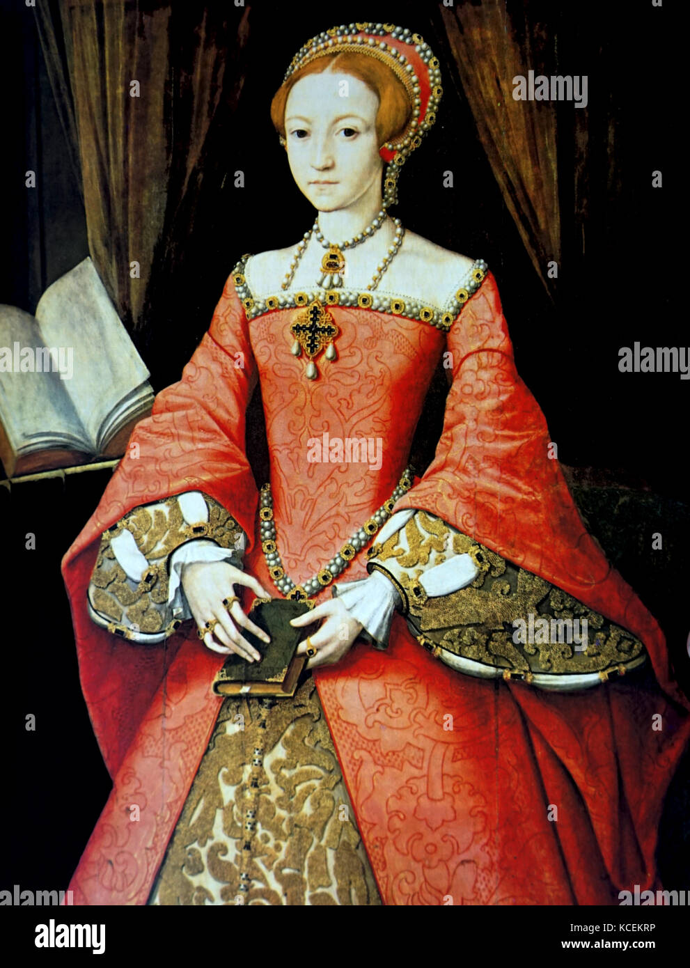 Portrait of a young Queen Elizabeth I of England (1533-1603) the last monarch of the Tudor Dynasty. Dated 16th Century Stock Photo