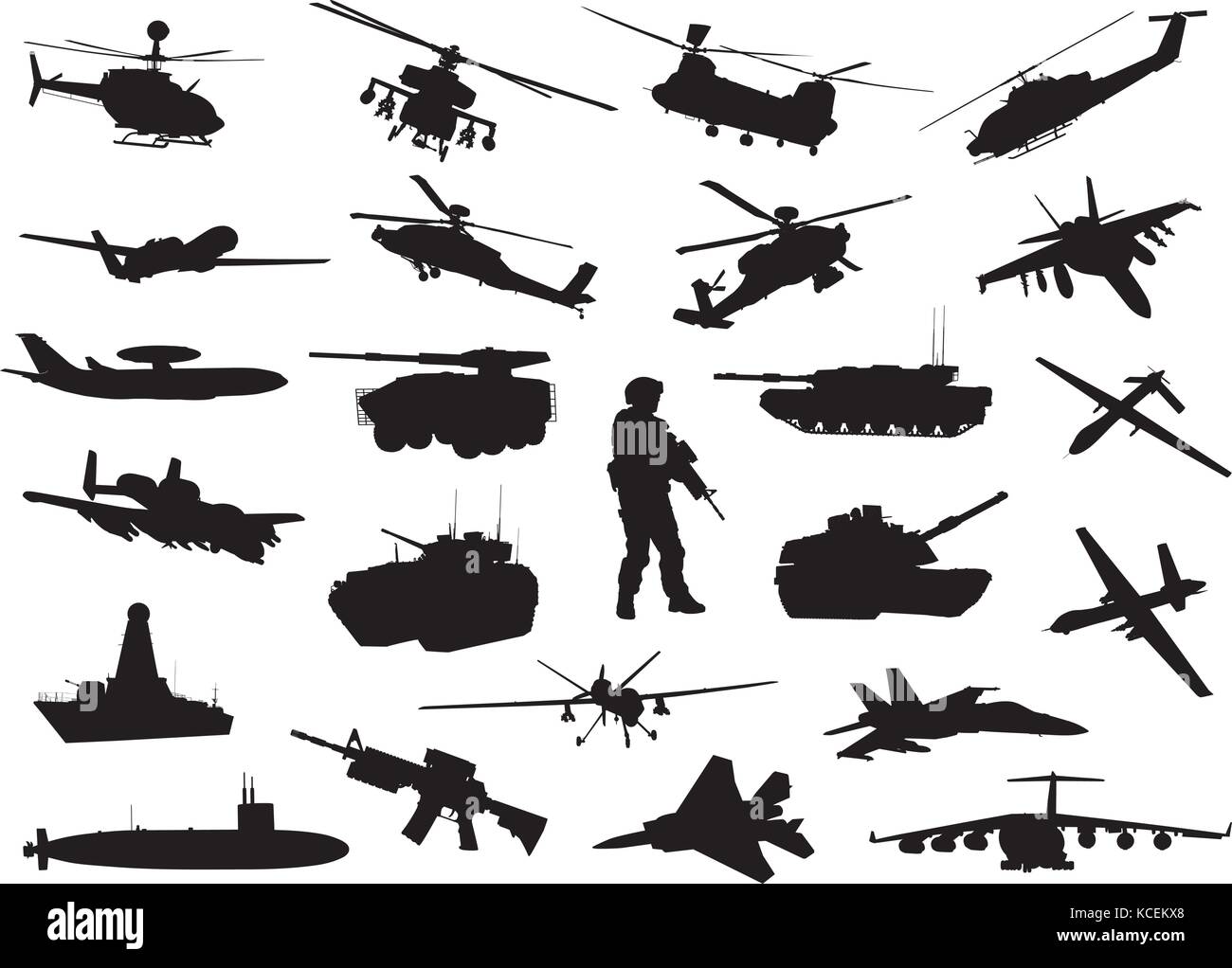 Military silhouettes Stock Vector