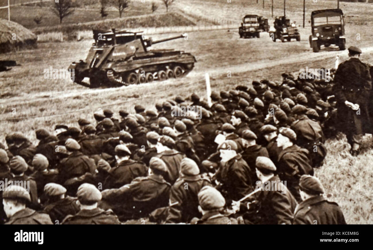 Photograph taken during the 'Valentine' Chassis. Pictured is the self-propelled, 17 pounder anti-tank gun on the Valentine. Dated 20th Century Stock Photo