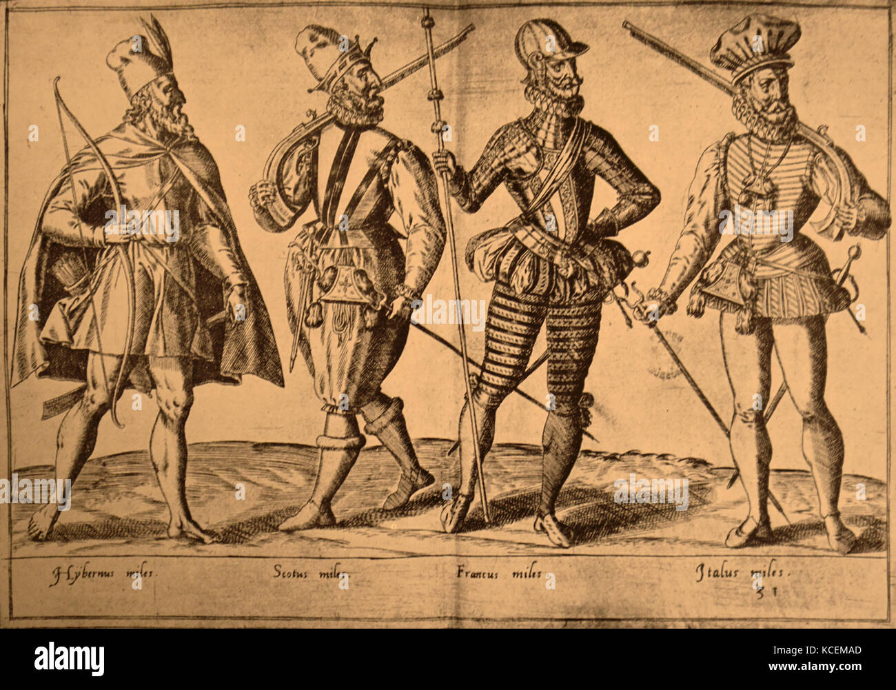 Examples of costumes during the Elizabethan Period. Dated 16th Century Stock Photo