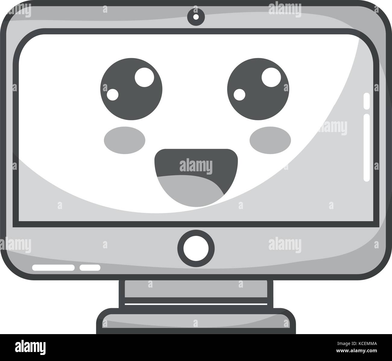 grayscale kawaii cute happy screen monitor Stock Vector Image & Art - Alamy