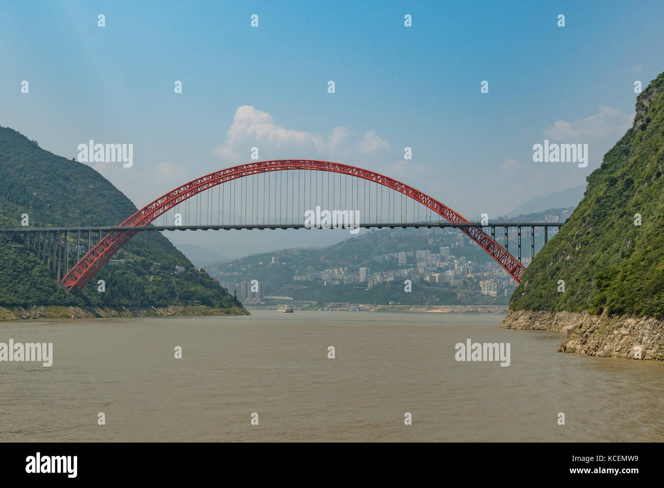Bridge over Yangtze River, Wushan, Hubei, China Stock Photo