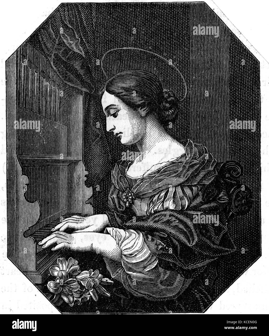St. Cecilia Playing on the Organ. From the Celebrated Painting by Carlo