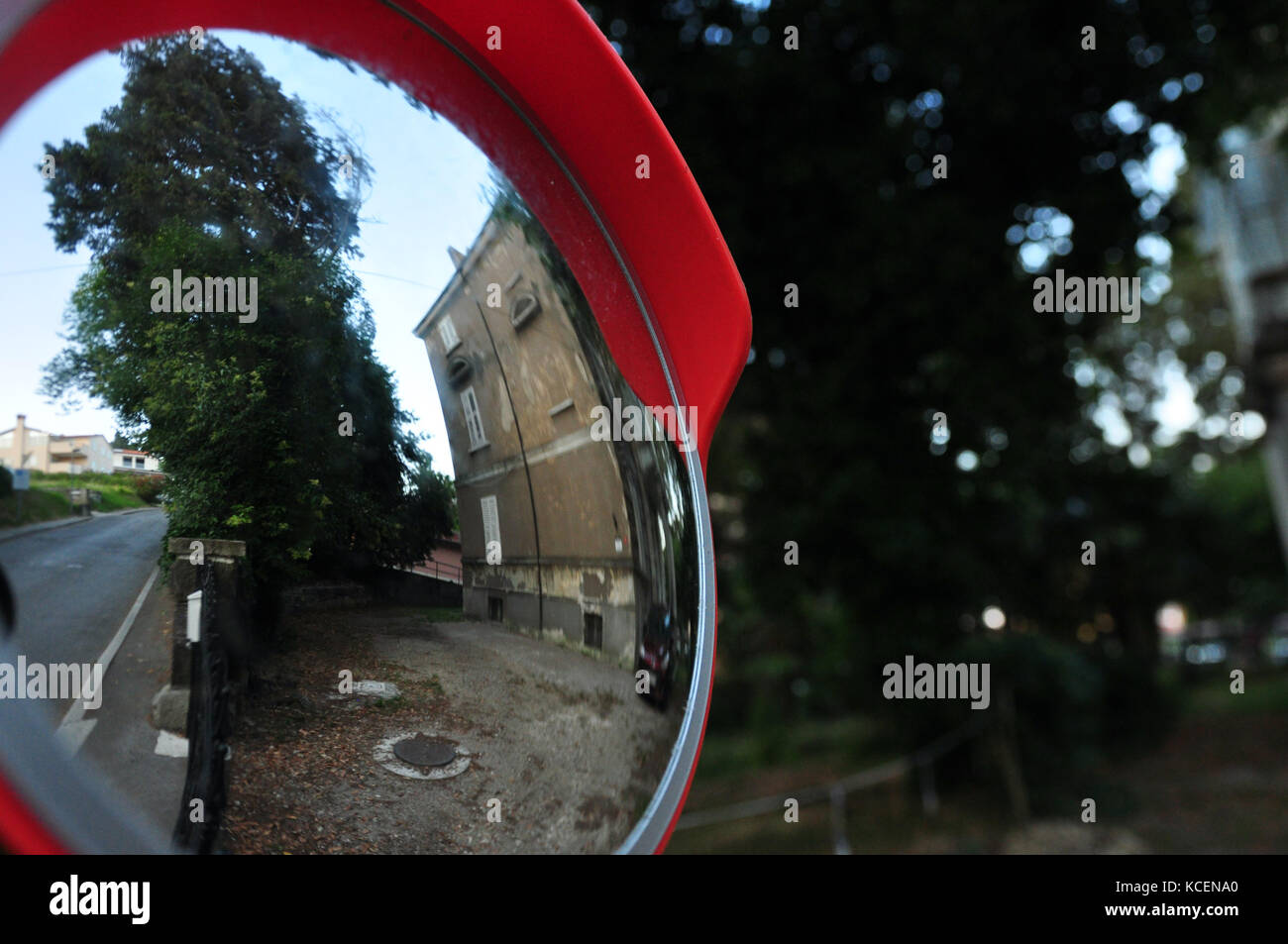 Road mirror close up Stock Photo Alamy