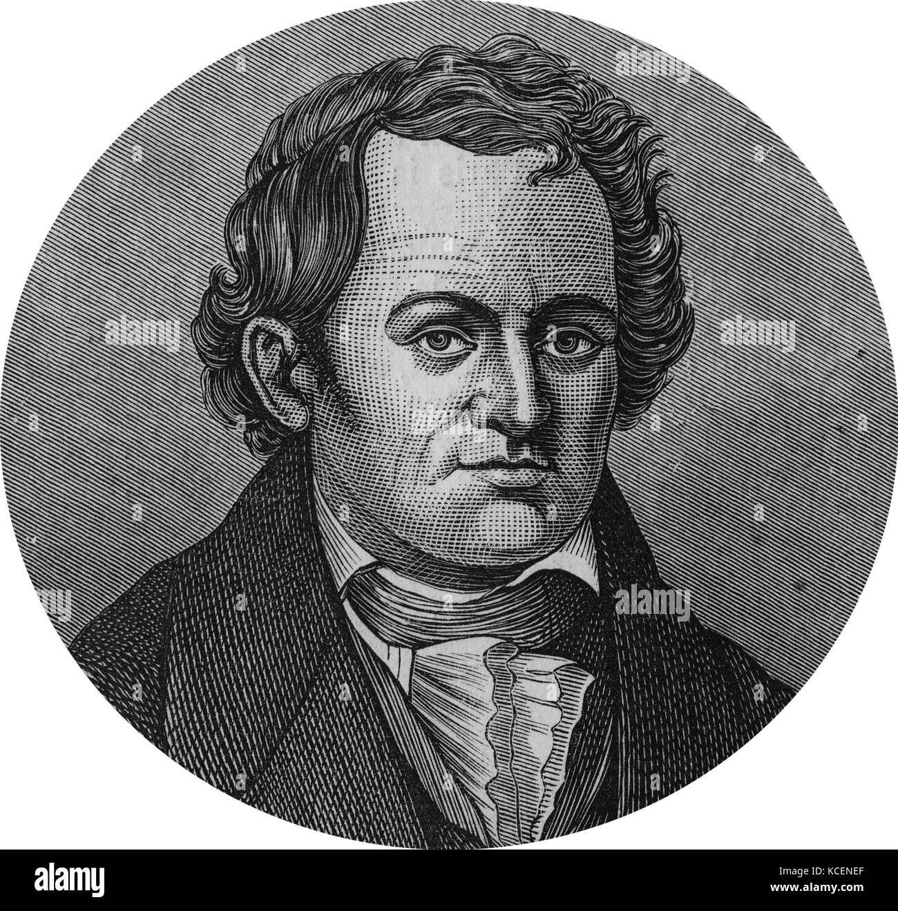Portrait of Alois Senefelder (1771-1834) a German actor, playwright, and inventor of the printing technique of lithography. Dated 19th Century Stock Photo