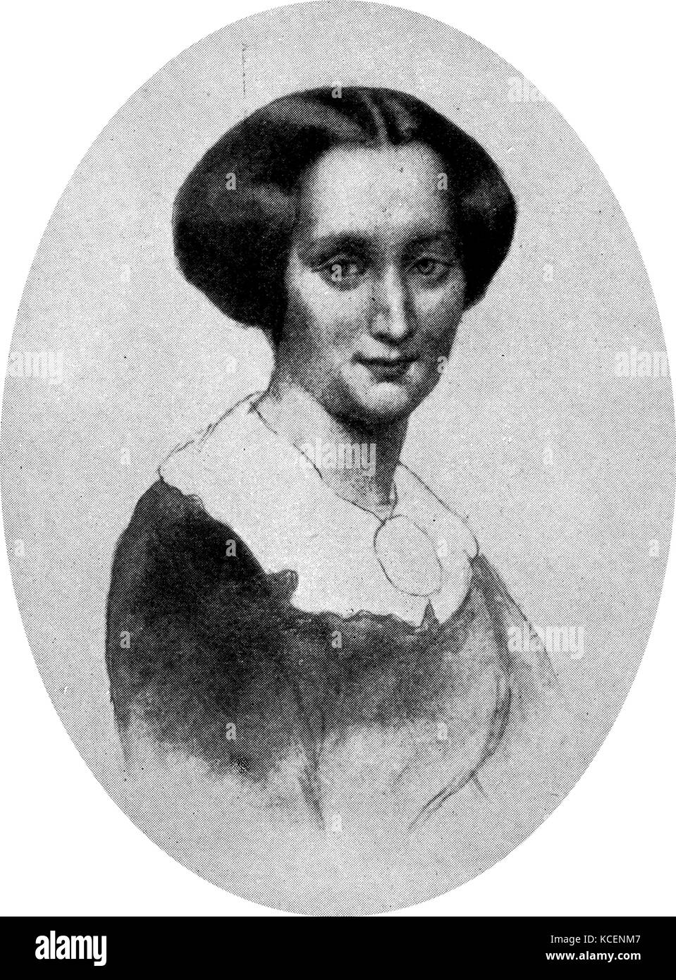 Portrait of Mathilde Wesendonck (1828-1902) a German poet and author. Dated 19th Century Stock Photo