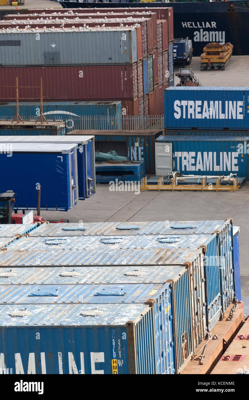 Shipping containers at Aberdeen Harbour Stock Photo Alamy