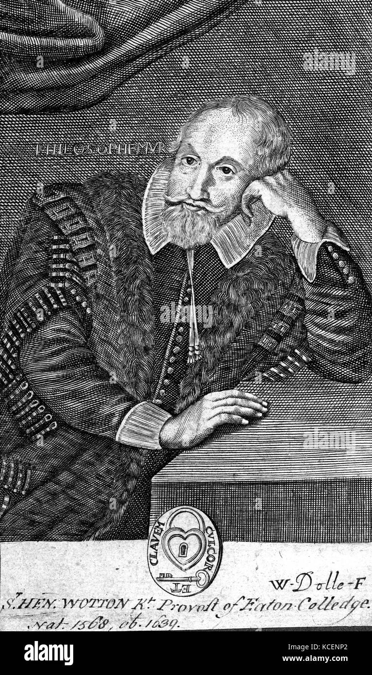 Portrait of Henry Wotton (1568-1639) an English author, diplomat and politician. Dated 17th Century Stock Photo