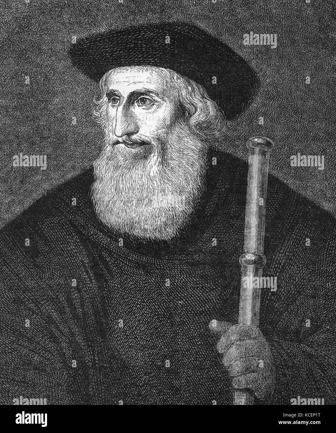 Portrait of John Wycliffe (1320-1384) an English scholastic philosopher, theologian, Biblical translator, reformer, and seminary professor at Oxford University. Dated 14th Century Stock Photo