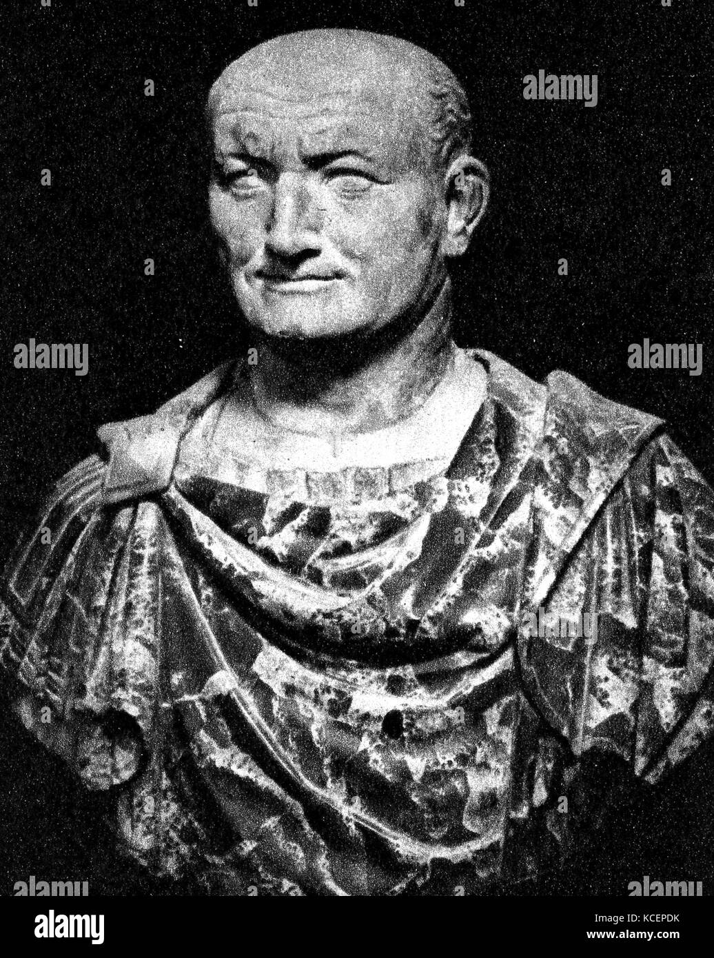 Bust of Vespasian (9AD -79AD) a Roman Emperor and founder of the Flavian dynasty. Dated 1st Century Stock Photo
