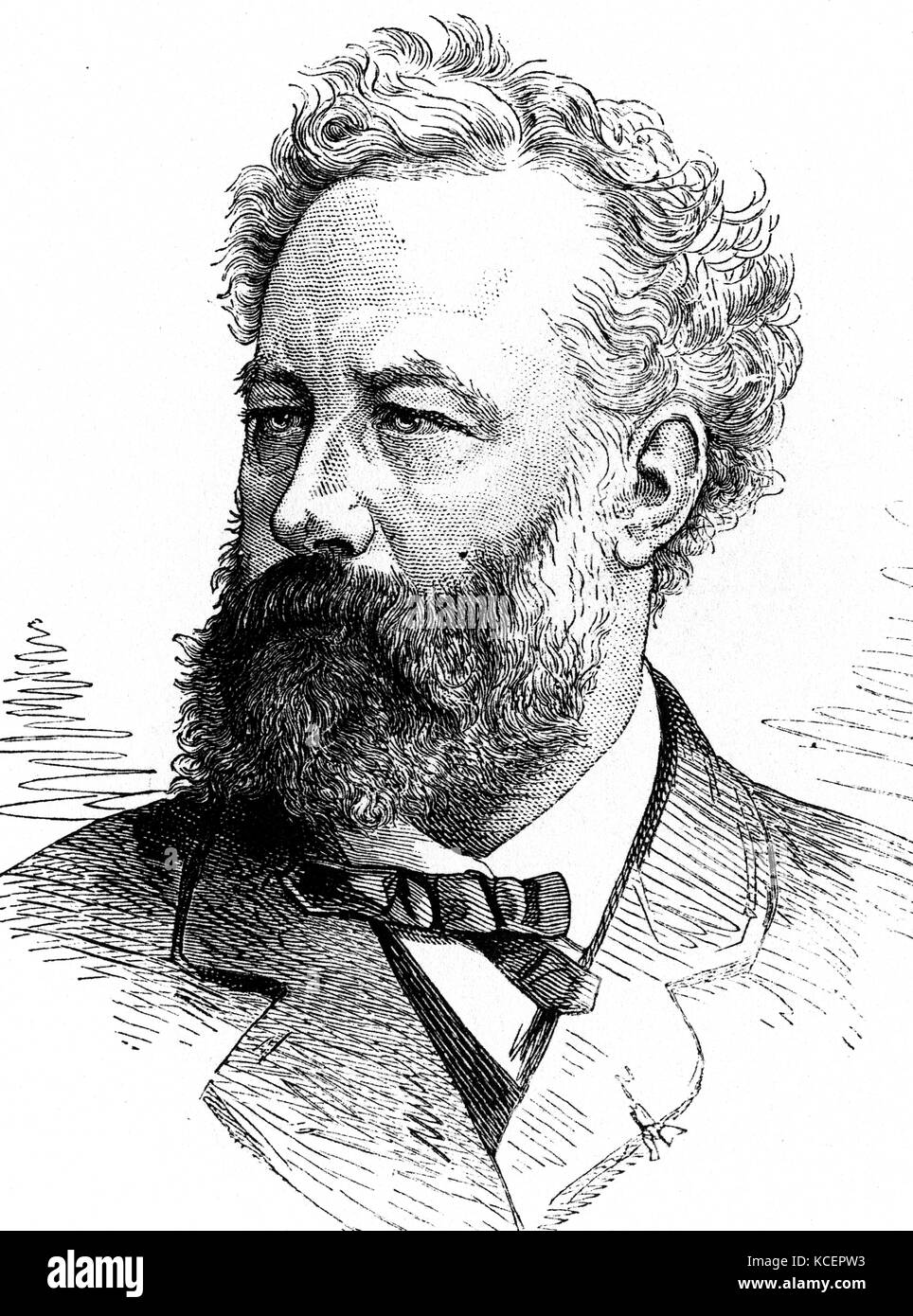 Portrait of Jules Verne (1828-1905) a French novelist, poet, and playwright. Dated 19th Century Stock Photo