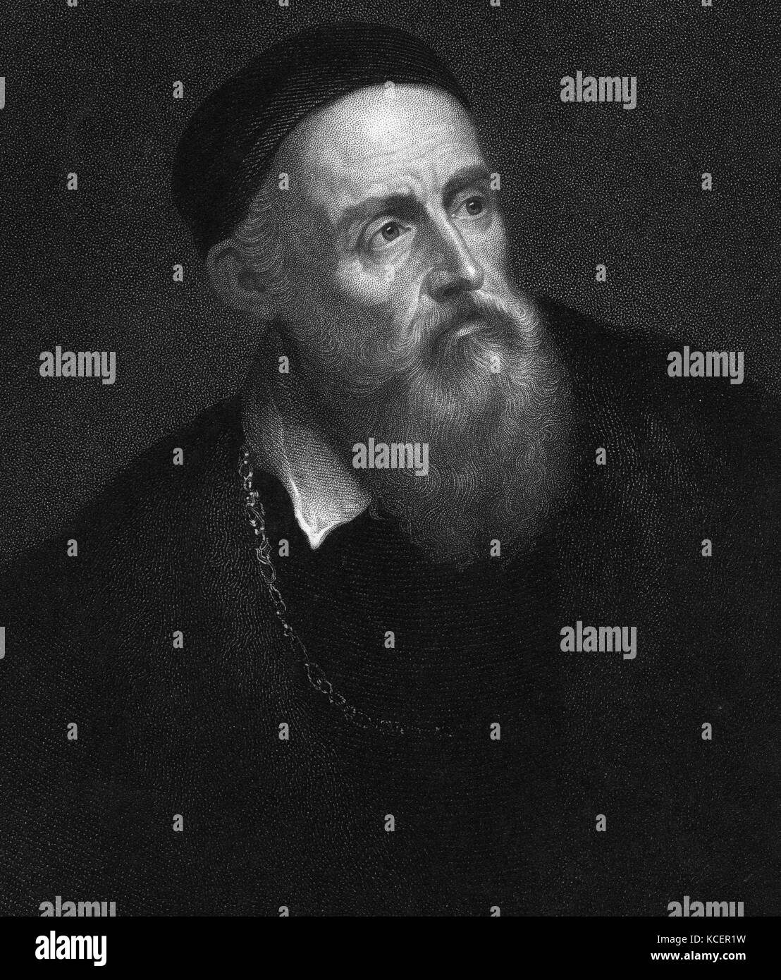 Portrait of Titian (1490-1576) an Italian painter and member of the Venetian School. Dated 16th Century Stock Photo