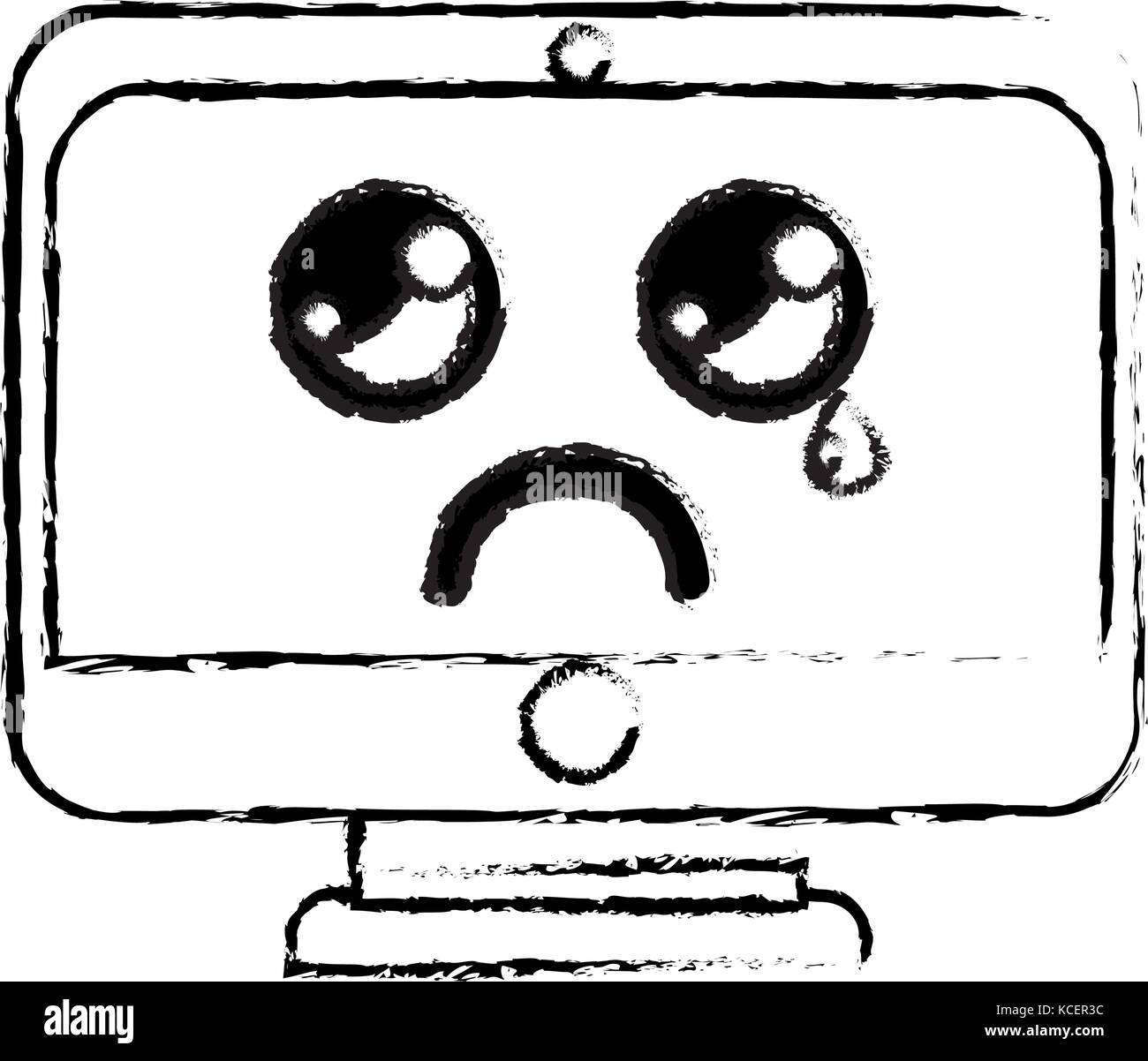 figure kawaii cute crying screen monitor Stock Vector Image & Art - Alamy
