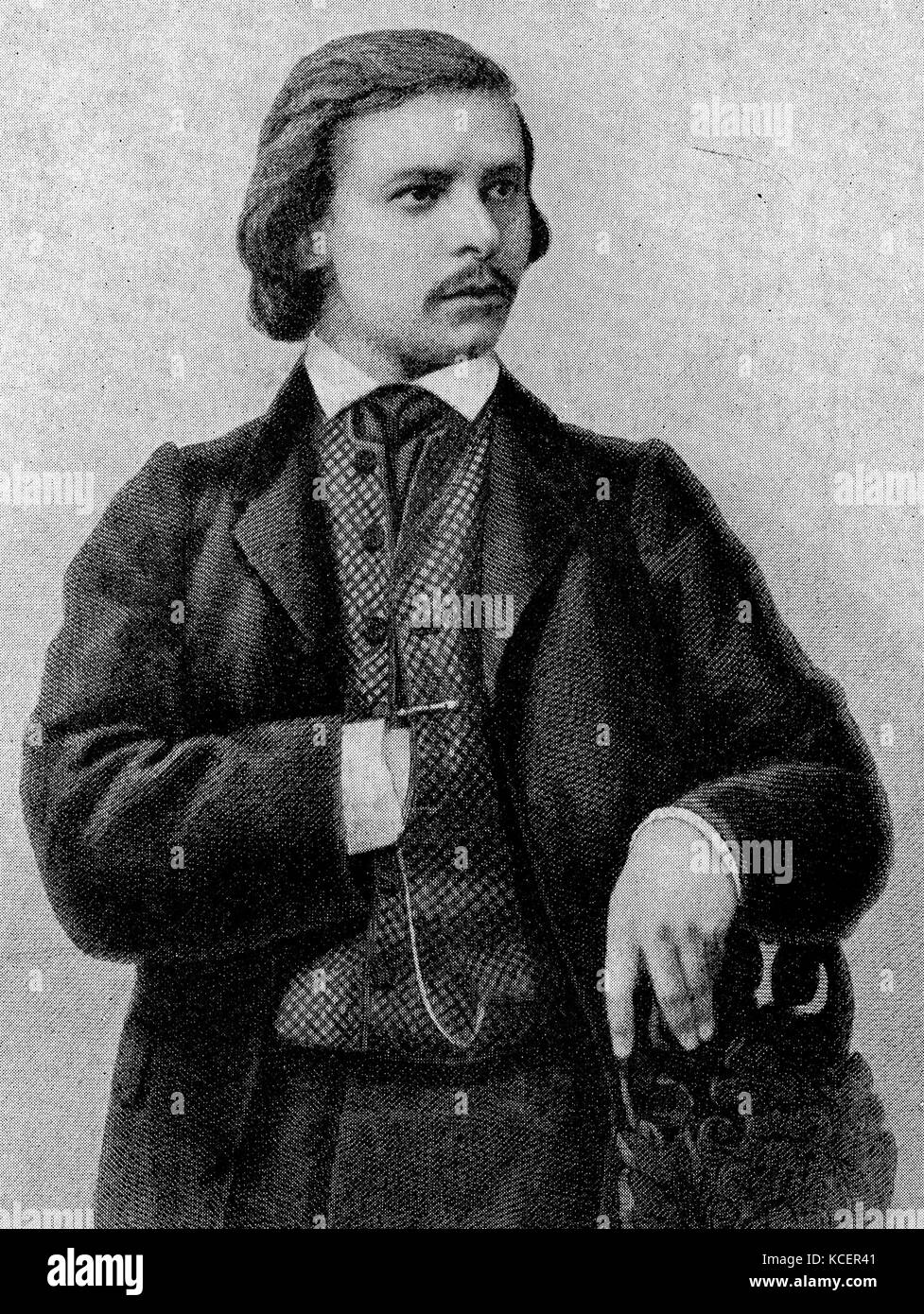 Photograph of Carl Tausig (1841-1871) a Polish virtuoso pianist, arranger and composer. Dated 19th Century Stock Photo