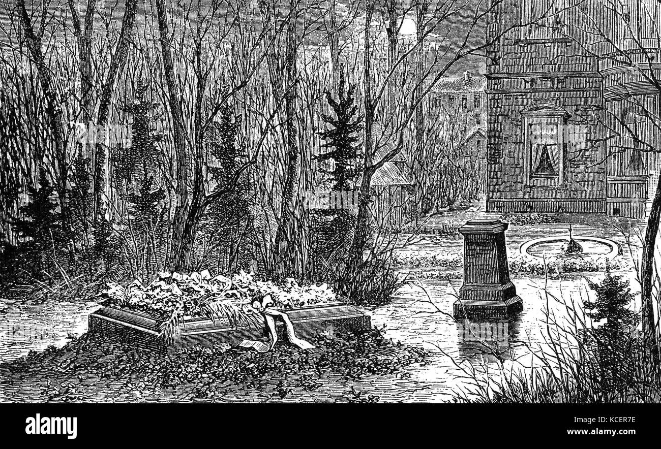 Illustration depicting the gravesite of Wilhelm Richard Wagner (1813-1883) a German composer. Dated 19th Century Stock Photo