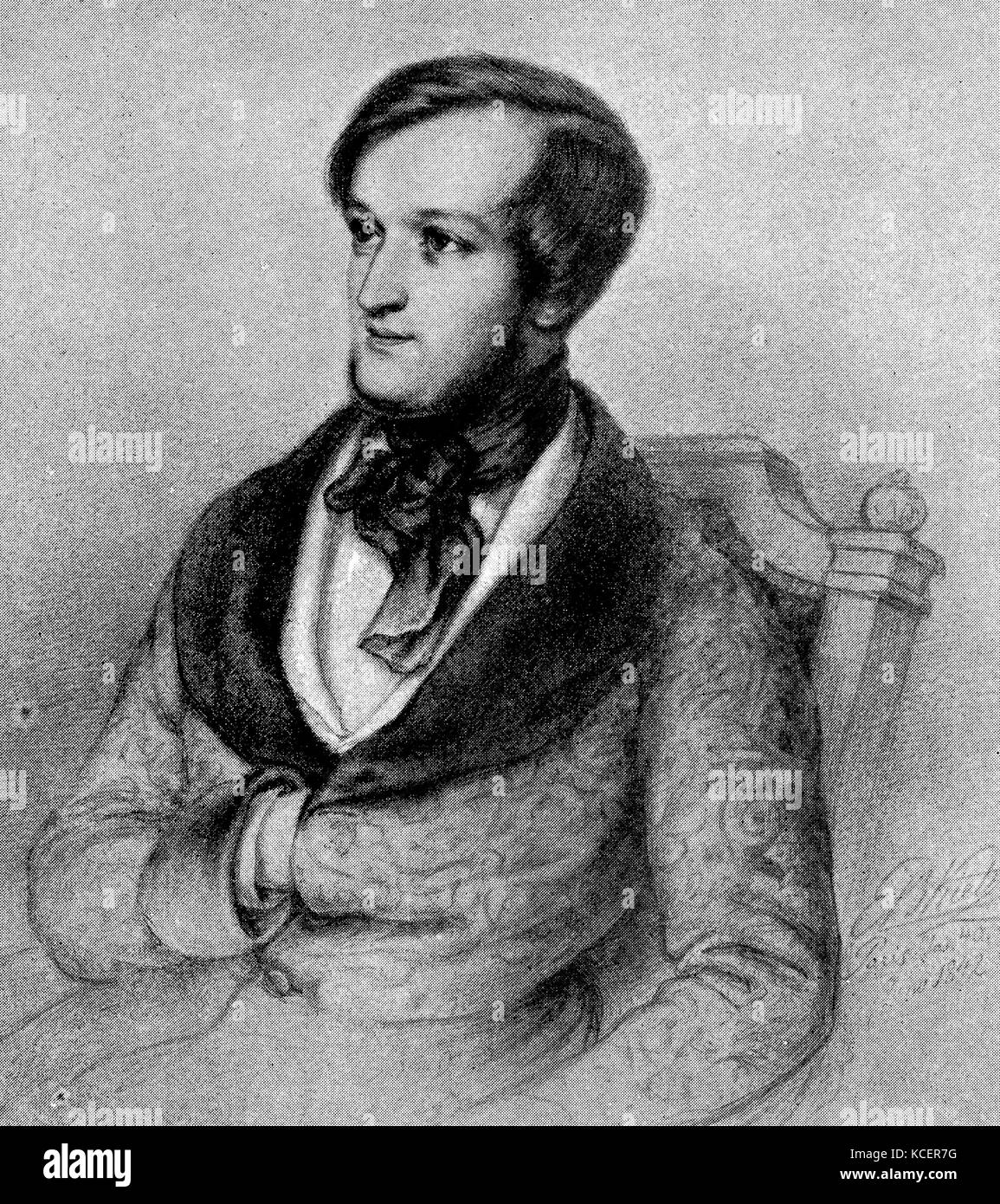 Portrait of Wilhelm Richard Wagner (1813-1883) a German composer. Dated 19th Century Stock Photo