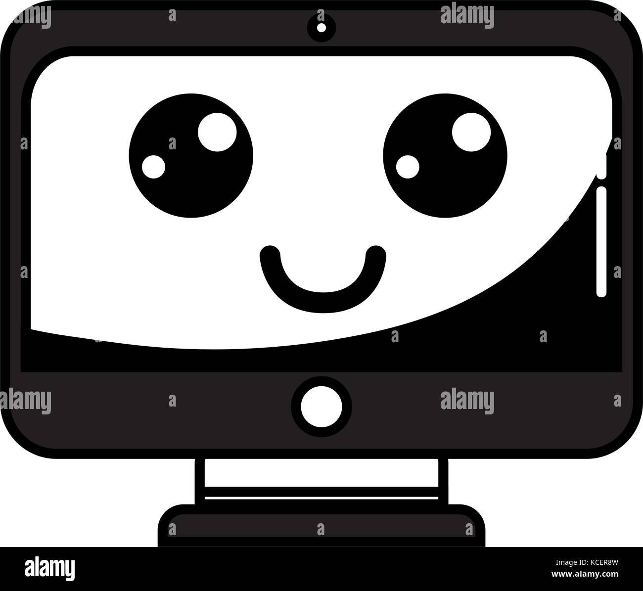 contour kawaii cute happy screen monitor Stock Vector Image & Art - Alamy