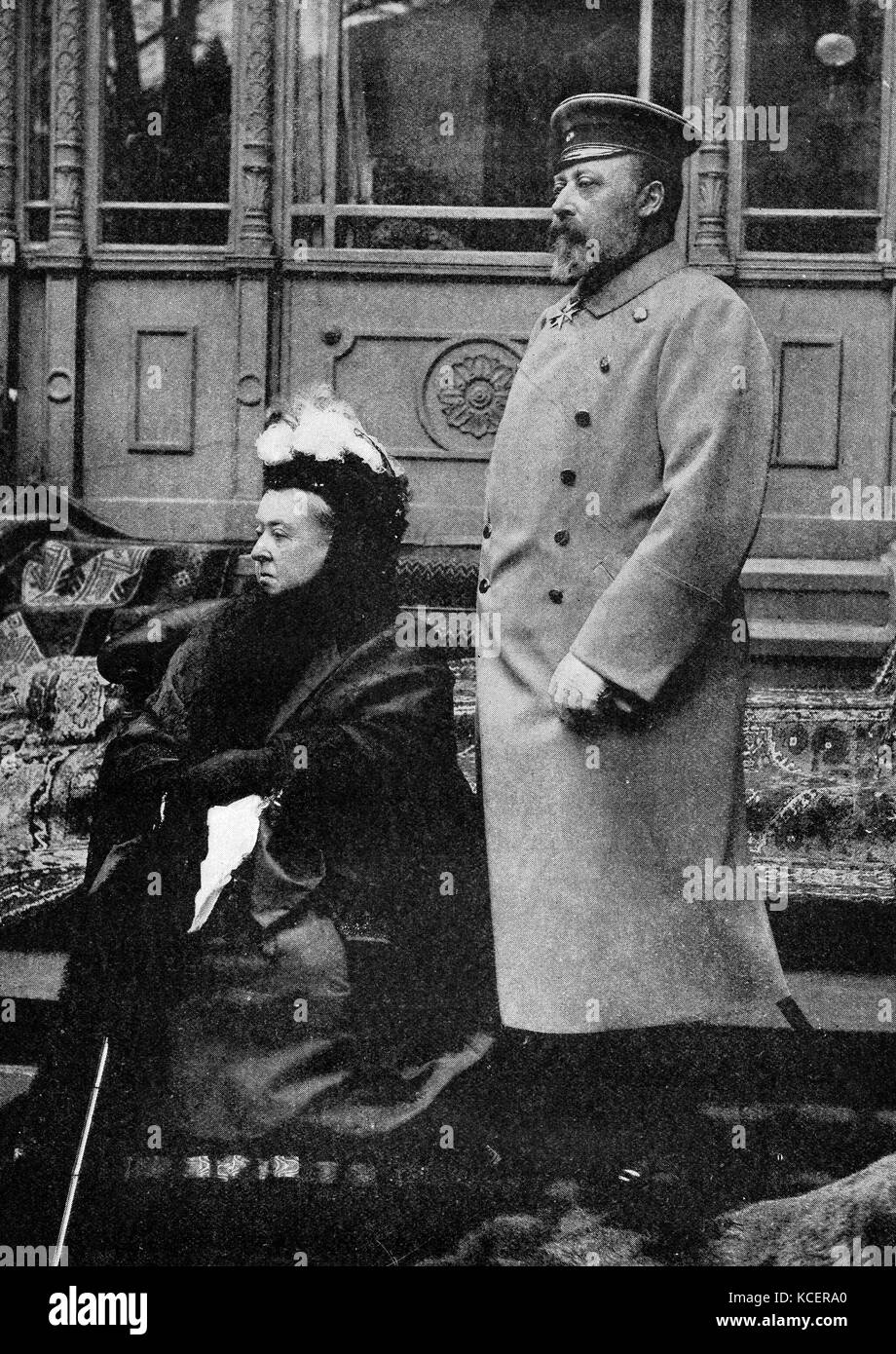 Photograph of Queen Victoria (1819-1901) with her son Edward VII of the United Kingdom (1841-1910). Dated 20th Century Stock Photo