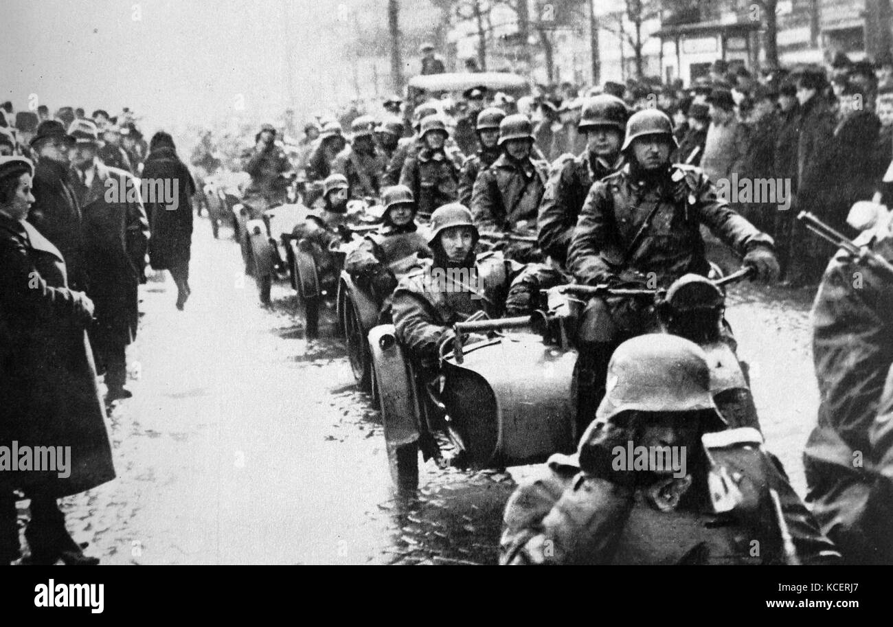 March 1939 German army enters Prague after the annexation of Czechoslovakia Stock Photo