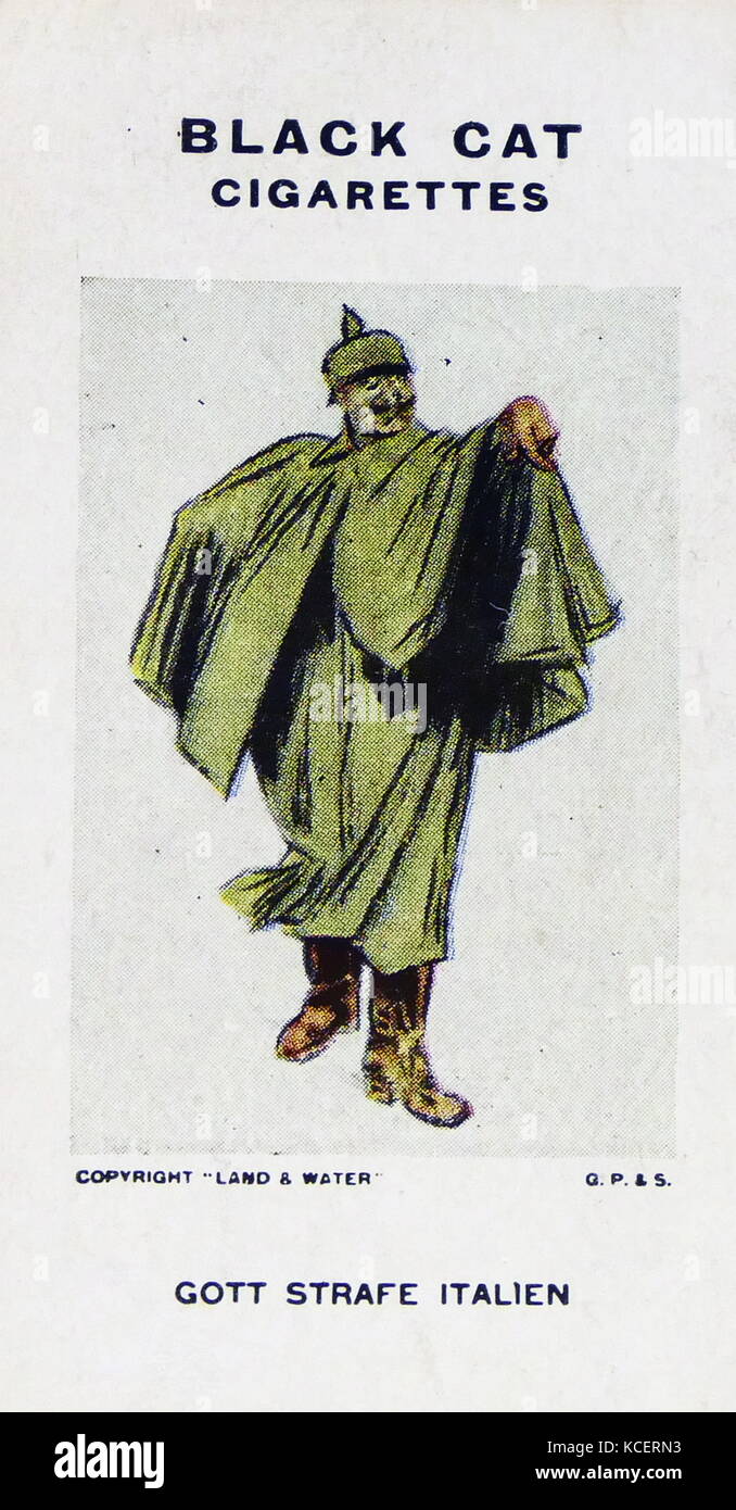 Black Cat Cigarettes, World war One, propaganda card showing: the German Kaiser Wilhelm II in military uniform Stock Photo