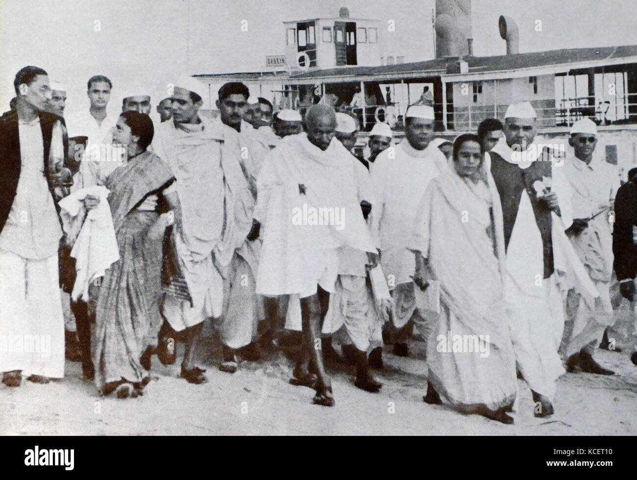Mohandas Karamchand Gandhi visits Calcutta, 1946. Gandhi (2 October 1869 – 30 January 1948), was the preeminent leader of the Indian independence movement in British-ruled India. Stock Photo
