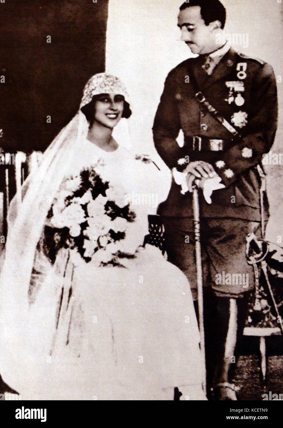 1923 marriage of Francisco Franco and María del Carmen Polo (1900 – 1988)  Francisco Franco Bahamonde (1892 – 1975) was a Spanish general, dictator  and the Caudillo of Spain from 1939 until his death Stock Photo - Alamy