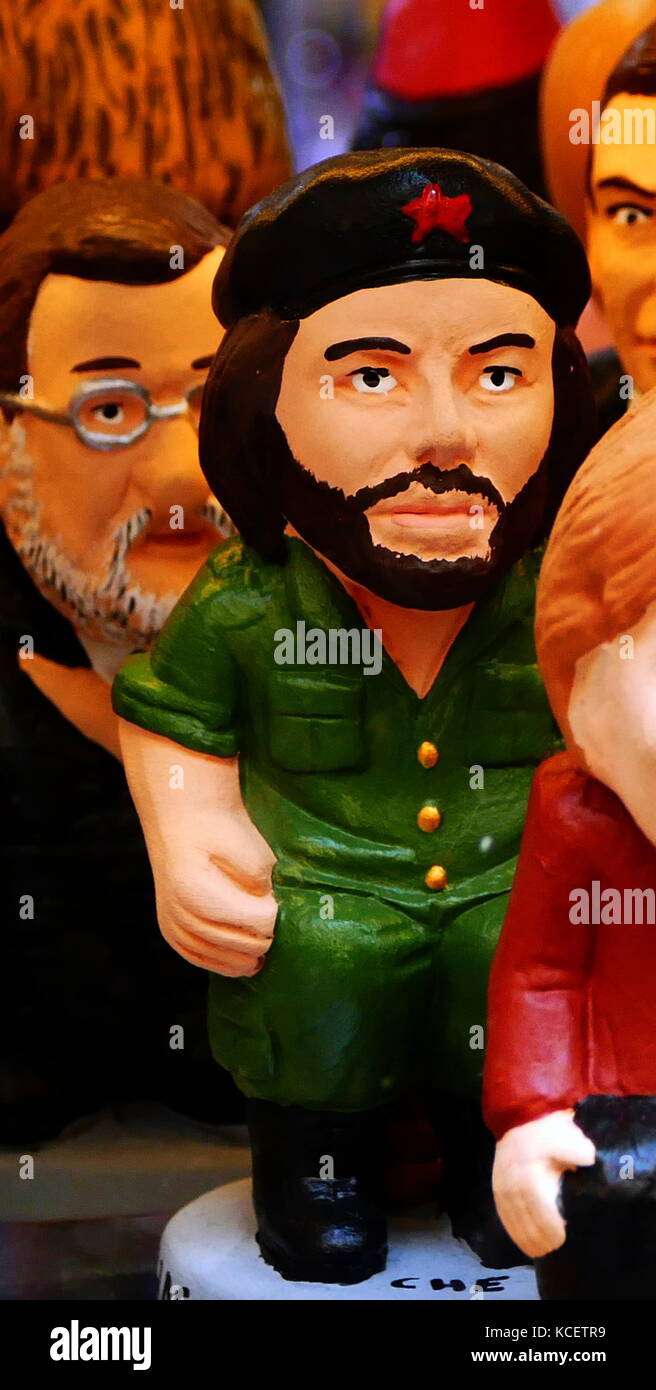 Ceramic figurine of Ernesto 'Che' Guevara (1928 – October 9, 1967), an Argentine Marxist revolutionary, physician, author, guerrilla leader, diplomat, and military theorist. A major figure of the Cuban Revolution, his stylized visage has become a ubiquitous countercultural symbol of rebellion and global insignia in popular culture Stock Photo