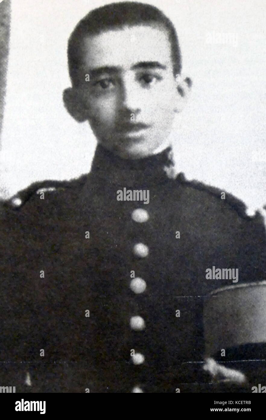 Francisco Franco Bahamonde (1892 – 1975) as a military cadet circa 1902. Franco was a Spanish general, in 1936. Franco was the dictator and the Caudillo of Spain from 1939 until his death Stock Photo