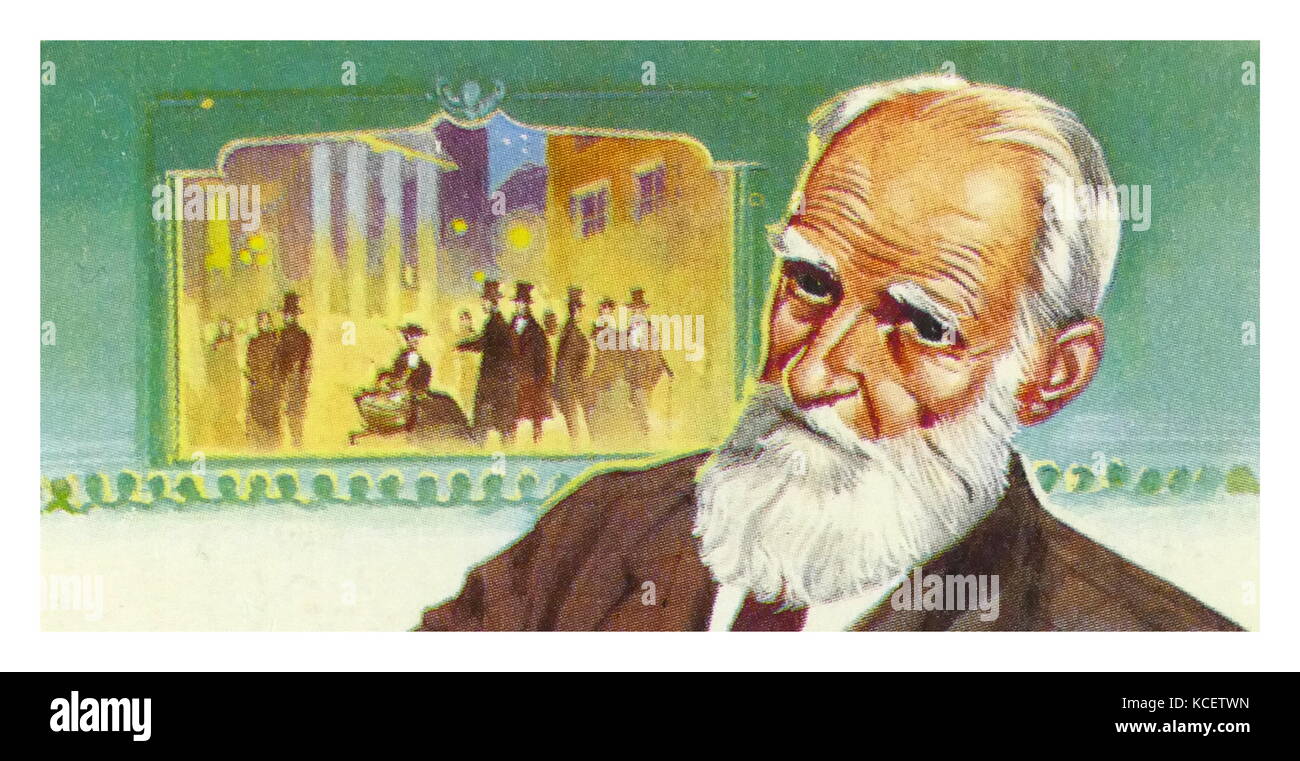 1969 Brooke Bond collectors tea card, depicting: the stage paly Pygmalion and a portrait of George Bernard Shaw (1856 – 1950). Shaw was an Anglo-Irish playwright, critic and polemicist whose influence on Western theatre, culture and politics extended from the 1880s to his death and beyond. He wrote more than sixty plays, including major works such as Man and Superman (1902), Pygmalion (1912), and Saint Joan (1923). Stock Photo