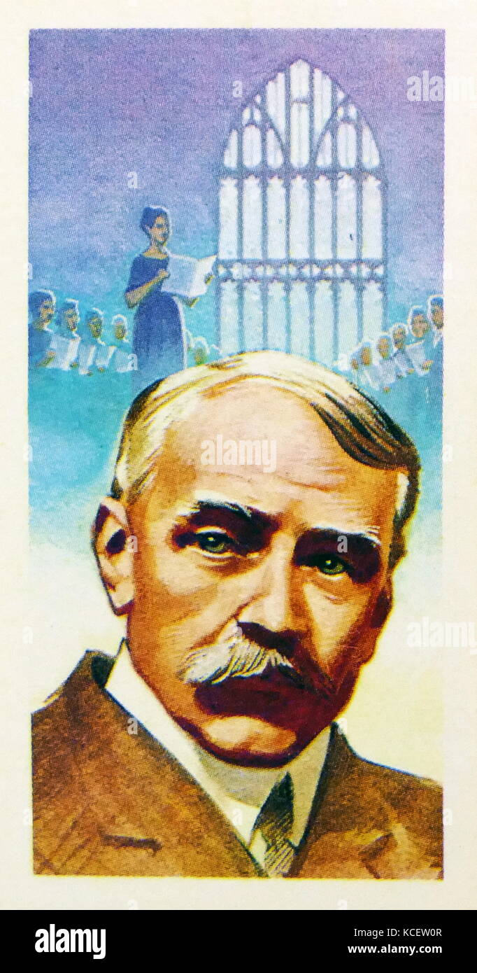 1969 Brooke Bond collectors tea card, depicting: Sir Edward William Elgar, 1st Baronet OM GCVO (2 June 1857 – 23 February 1934) was an English composer, Stock Photo