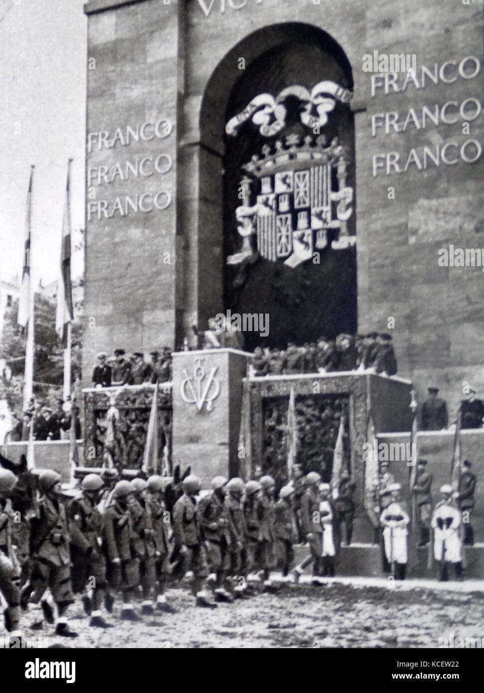 Spanish Dictator, Francisco Franco reviews Nationalist Army in Madrid 1939 Stock Photo