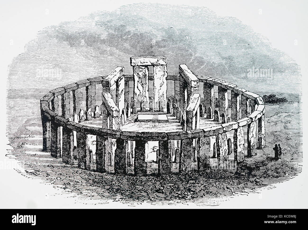 Impression of Stonehenge as it would be if restored. Dated 19th Century Stock Photo