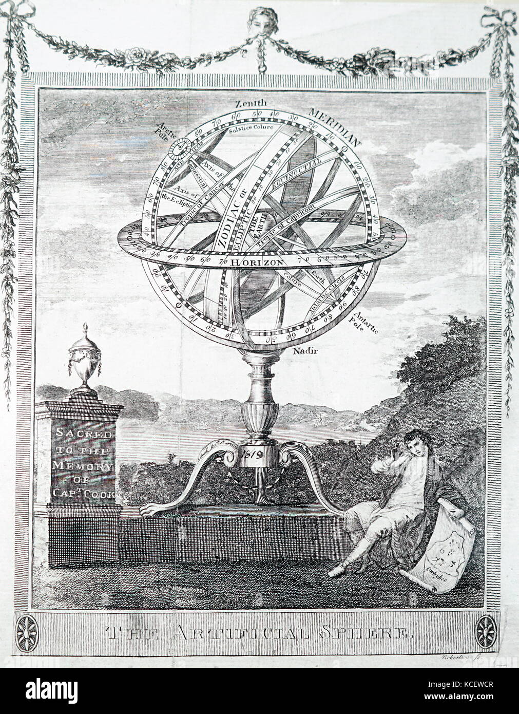 Illustration depicting an armillary sphere. An armillary sphere is a