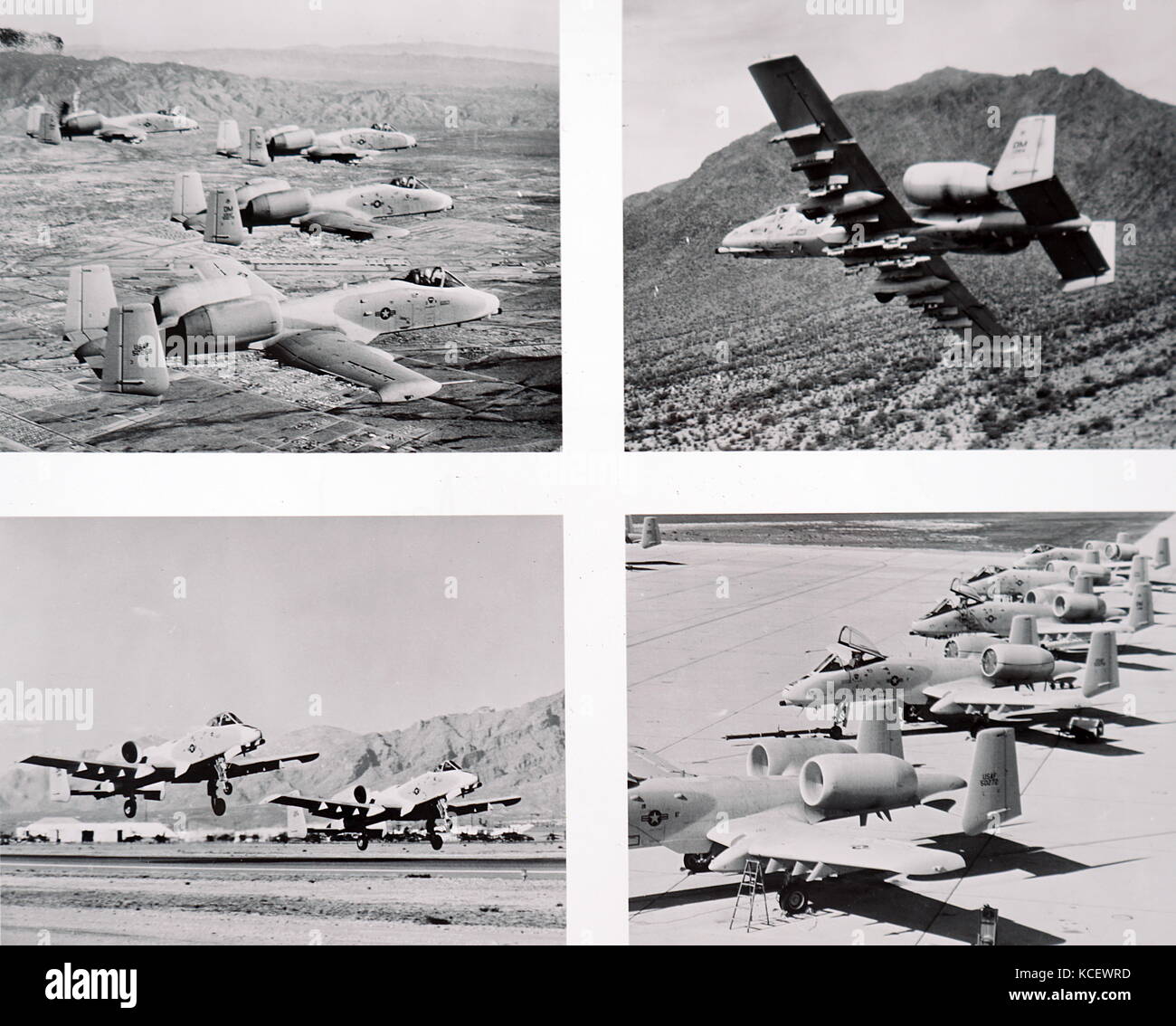 Photographs of the USAF/ Fairchild A-10 ground attack aircraft, the new anti-armour plane being delivered to the Davis-Monthan Air Force Base. Dated 20th Century Stock Photo