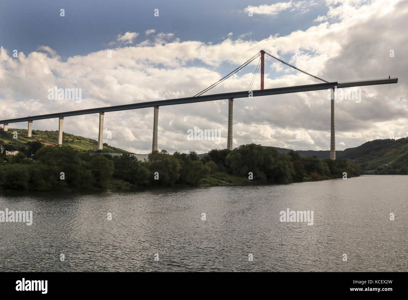 Unfinished Autobahn Bridge at Urzig, in the Mosel Valley, German Stock Photo