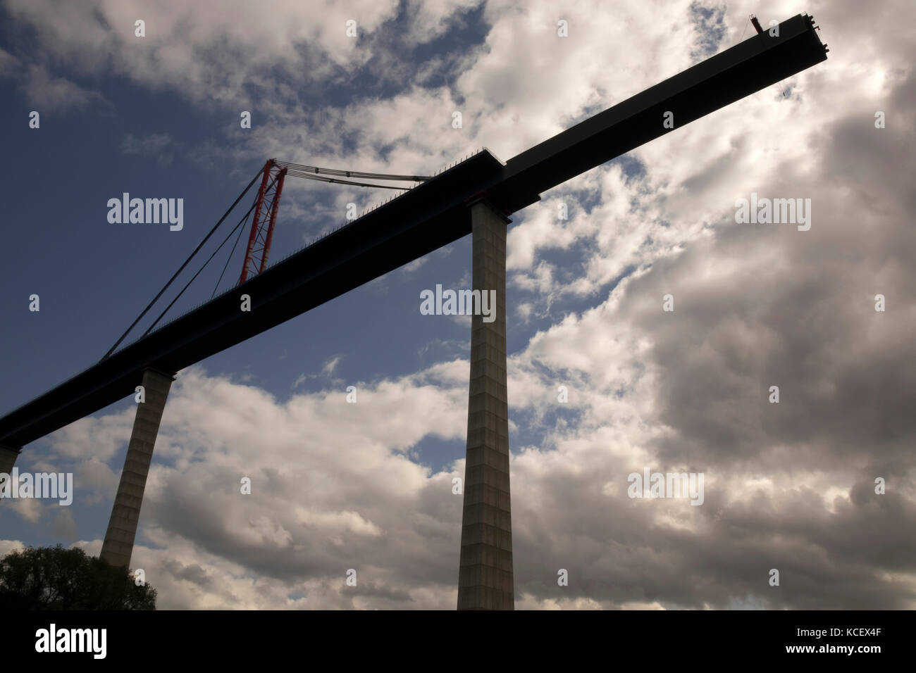 Unfinished Autobahn Bridge at Urzig, in the Mosel Valley, German Stock Photo