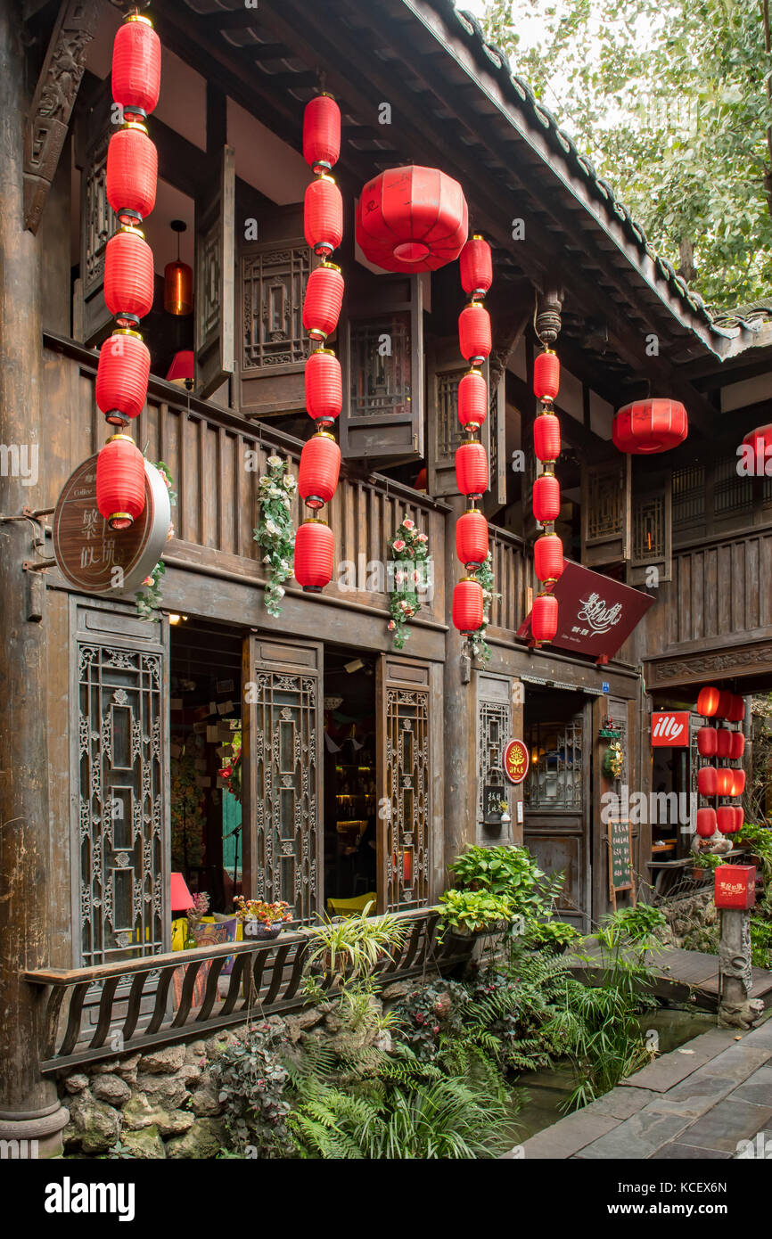 Old Building on Jinli Street, Chengdu, Sichuan, China Stock Photo