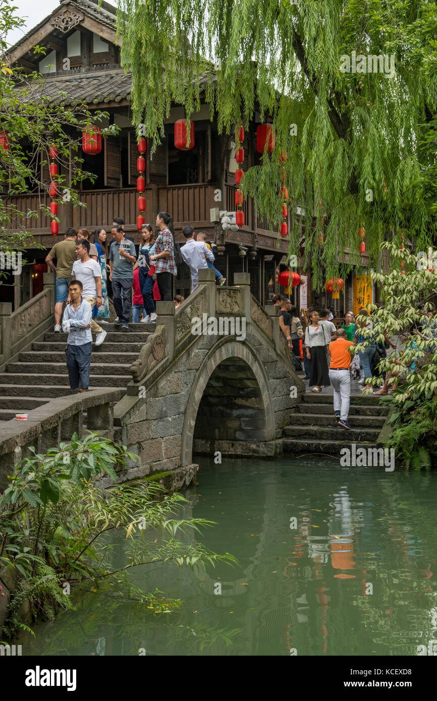 Bridge on Jinli Street, Chengdu, Sichuan, China Stock Photo
