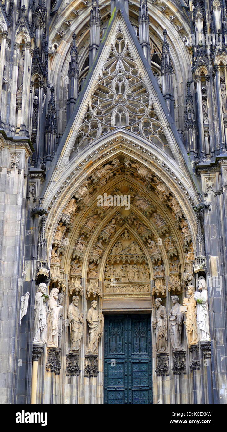 Photograph of the Cologne Cathedral (Kölner Dom, Cathedral of Saint Peter)Roman Catholic cathedral in Cologne, Germany. It is a renowned monument of German Catholicism and Gothic architecture and was declared a World Heritage Site in 1996. Dated 21st Century Stock Photo