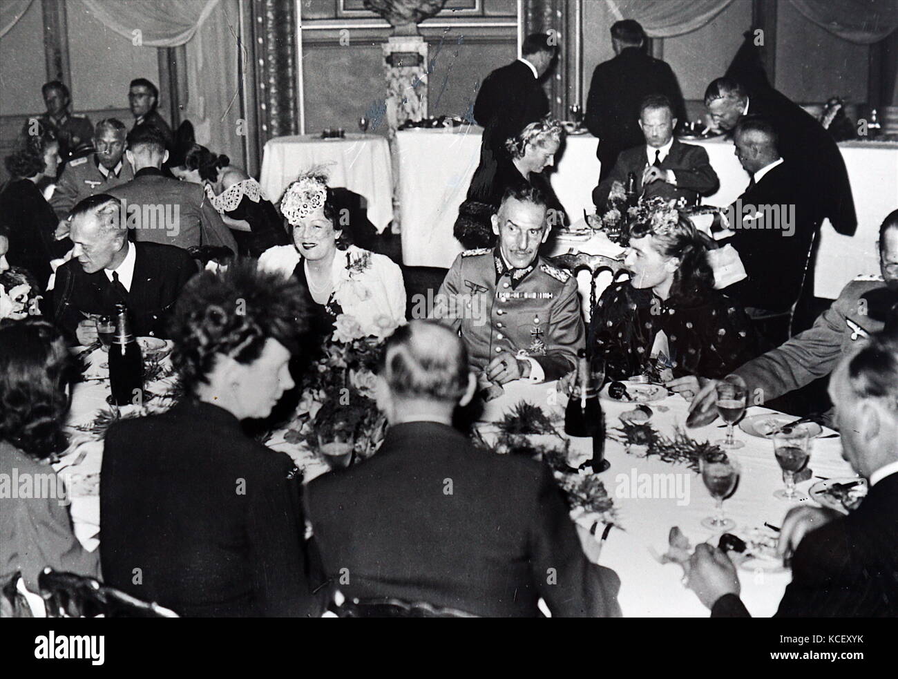Photograph of Carl-Heinrich von Stülpnagel having dinner at the Paris Opera house. Carl-Heinrich von Stülpnagel (1886 – 1944) German general and military commander of German-occupied France. Dated 20th Century Stock Photo