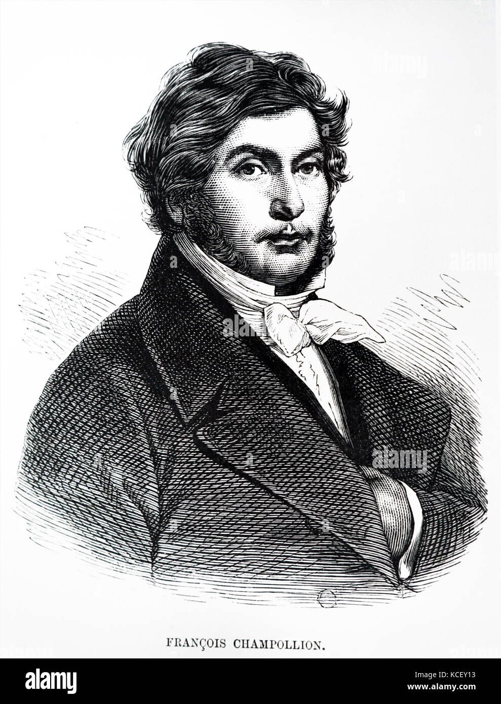 Portrait of Jean-François Champollion (1790-1832) a French scholar, philologist and orientalist. Dated 19th Century Stock Photo