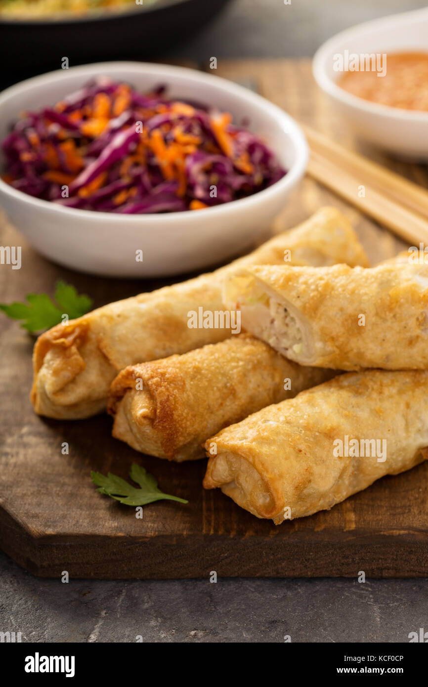 Egg rolls with cabbage and chicken Stock Photo Alamy