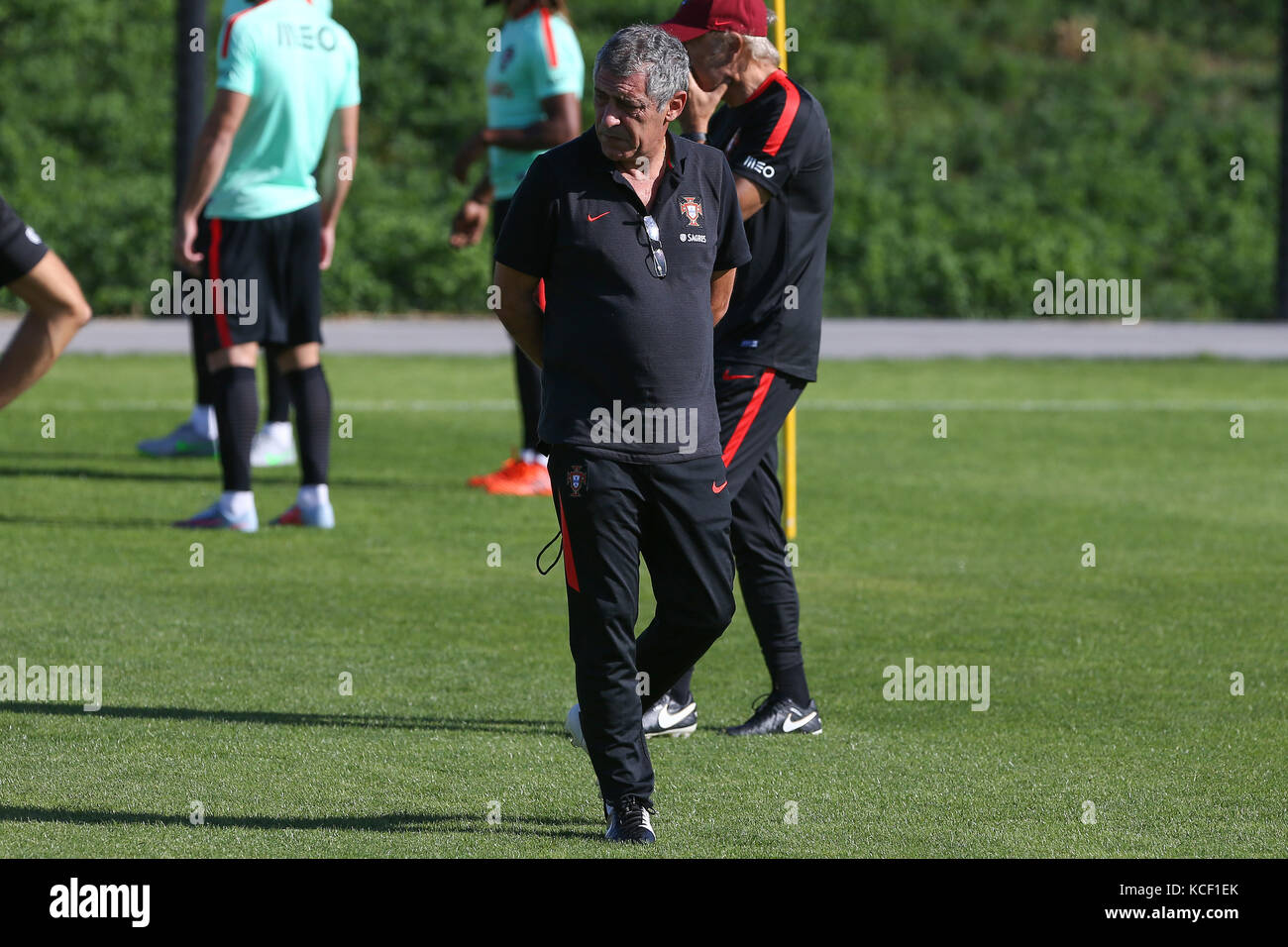 Lisbon, Portugal. 4th Oct, 2017. Portugal head coach Fernando Santos during National Team Training session before the match between Portugal and Andorra at City Football in Oeiras, Lisbon on October 4, 2017. Credit: Bruno Barros/Alamy Live News Stock Photo