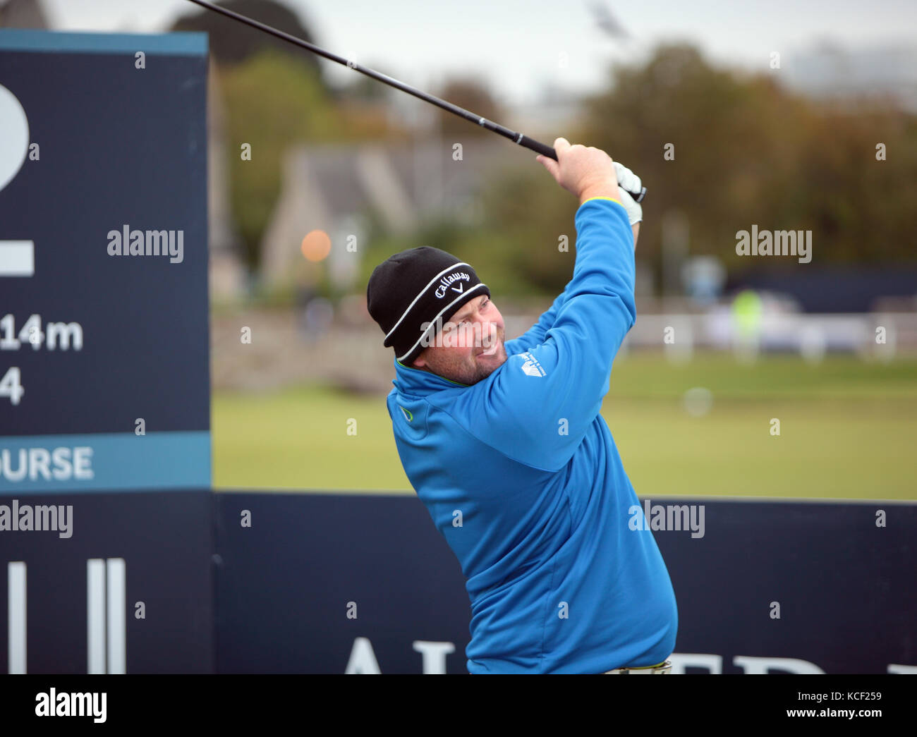 Fife, Scotland, UK. 4th Oct, 2017. Duncan Stewart, plays a practice round at The Alfred Dunhill Cup, St Andrews Fife Scotland, UK Wednesday 4th of October 2017 Credit: Derek Allan/Alamy Live News Stock Photo