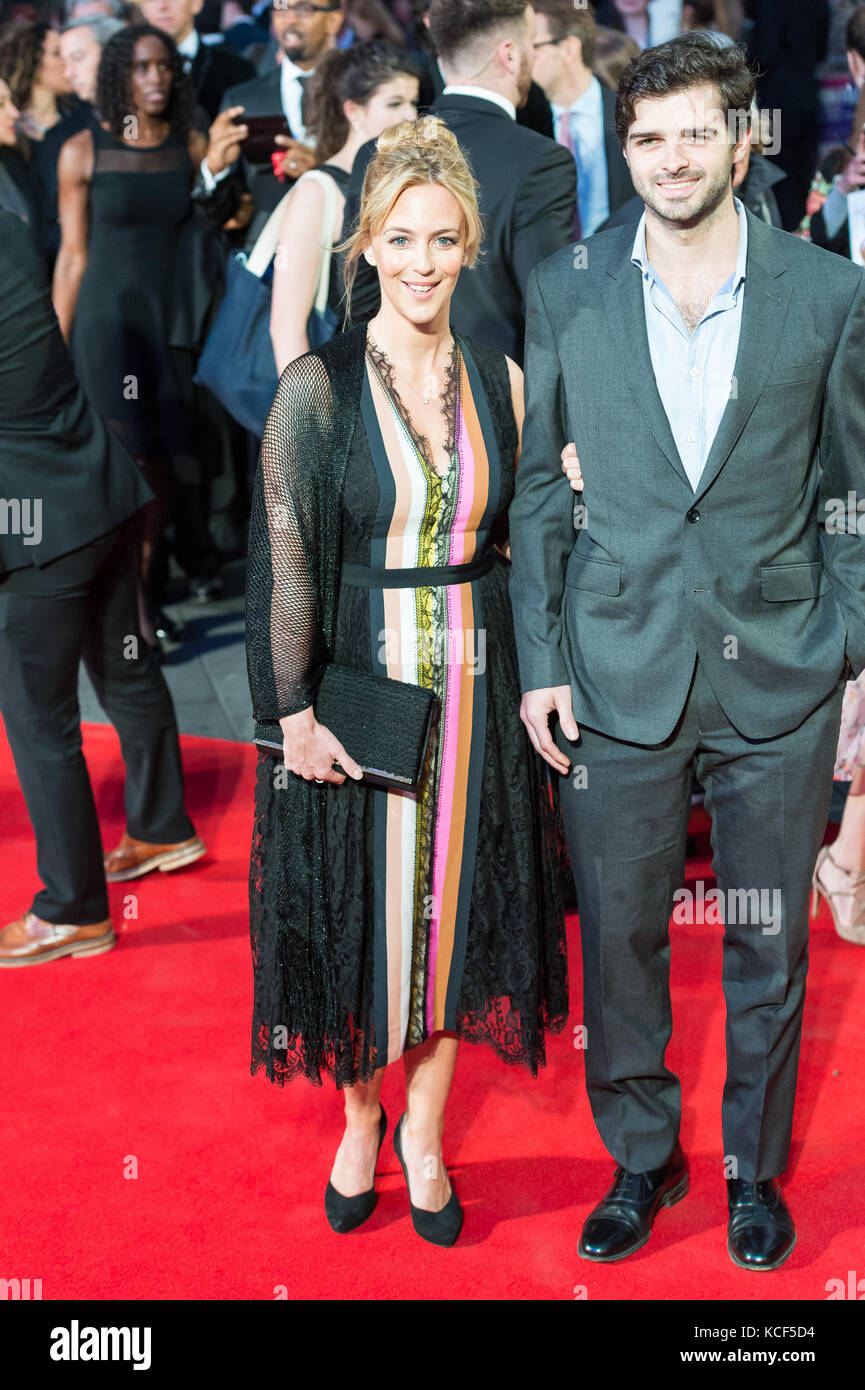 London, UK. 4th October 2017. Miranda Raison (L) arrives for the UK film premiere of Breathe at Odeon Leicester Square during the 61st BFI London Film Festival Opening Night Gala. Credit: Wiktor Szymanowicz/Alamy Live News Stock Photo