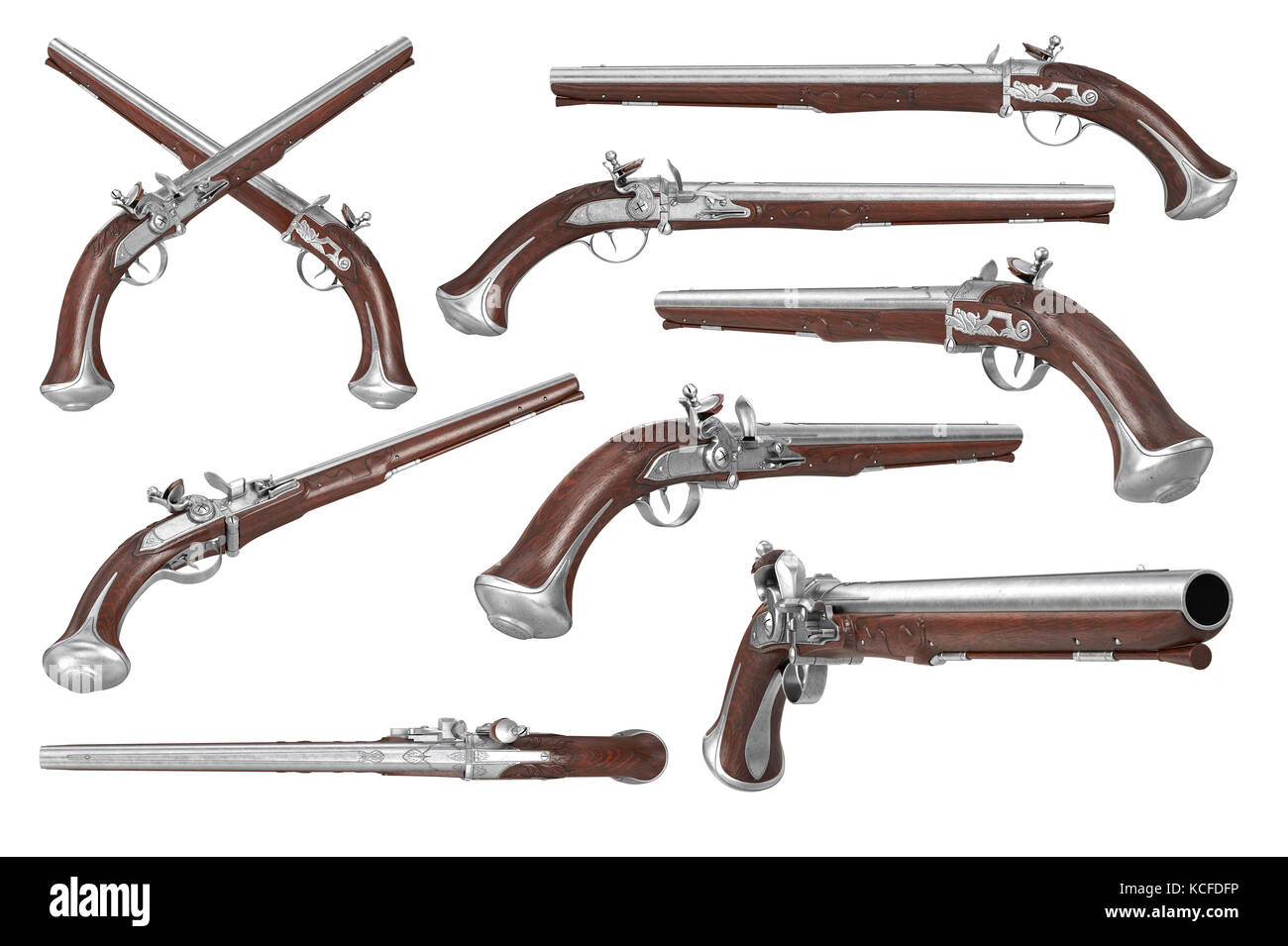 Pistol gun weapon set Stock Photo Alamy