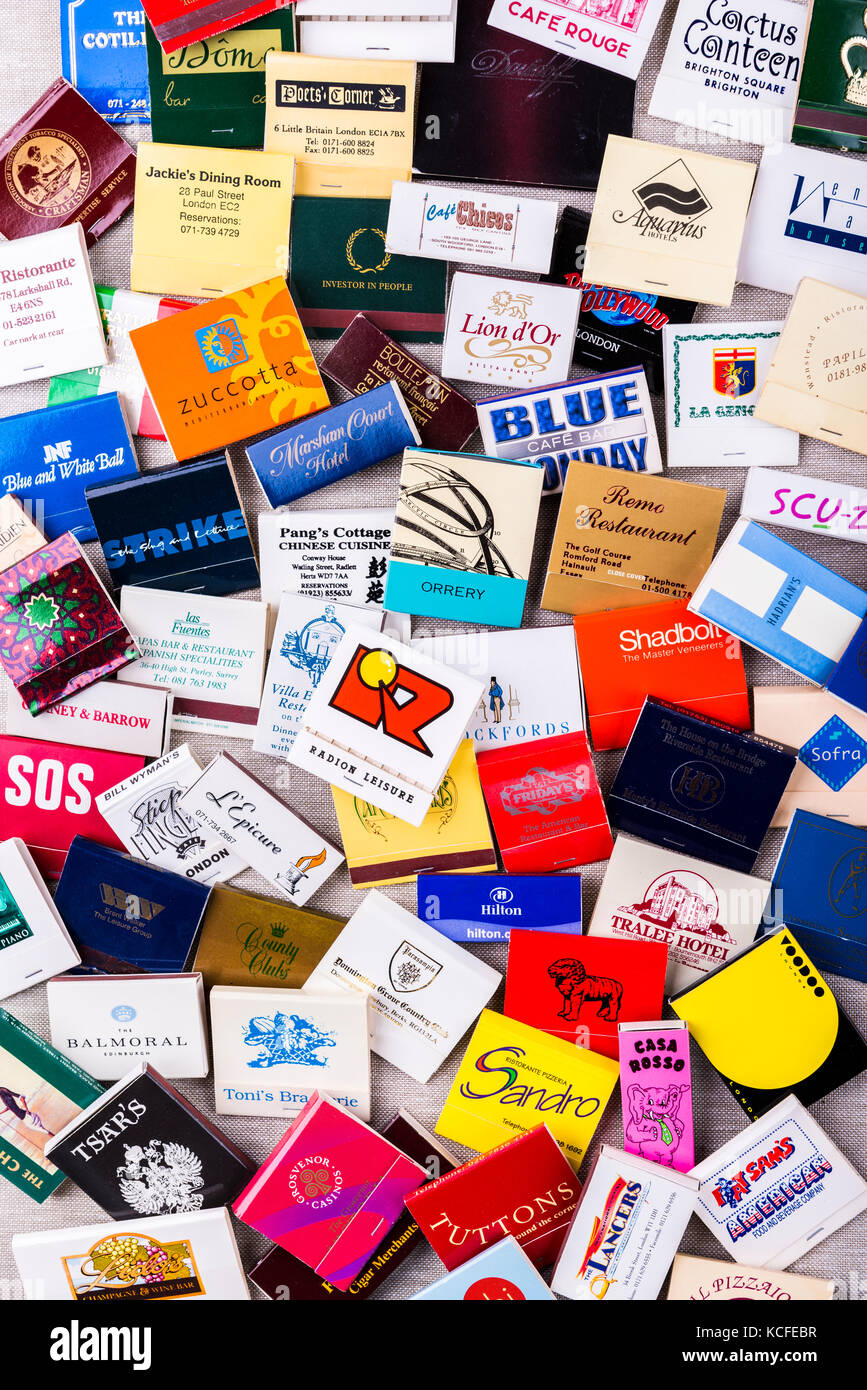 Collection book matches. Collectables, collecting Stock Photo Alamy
