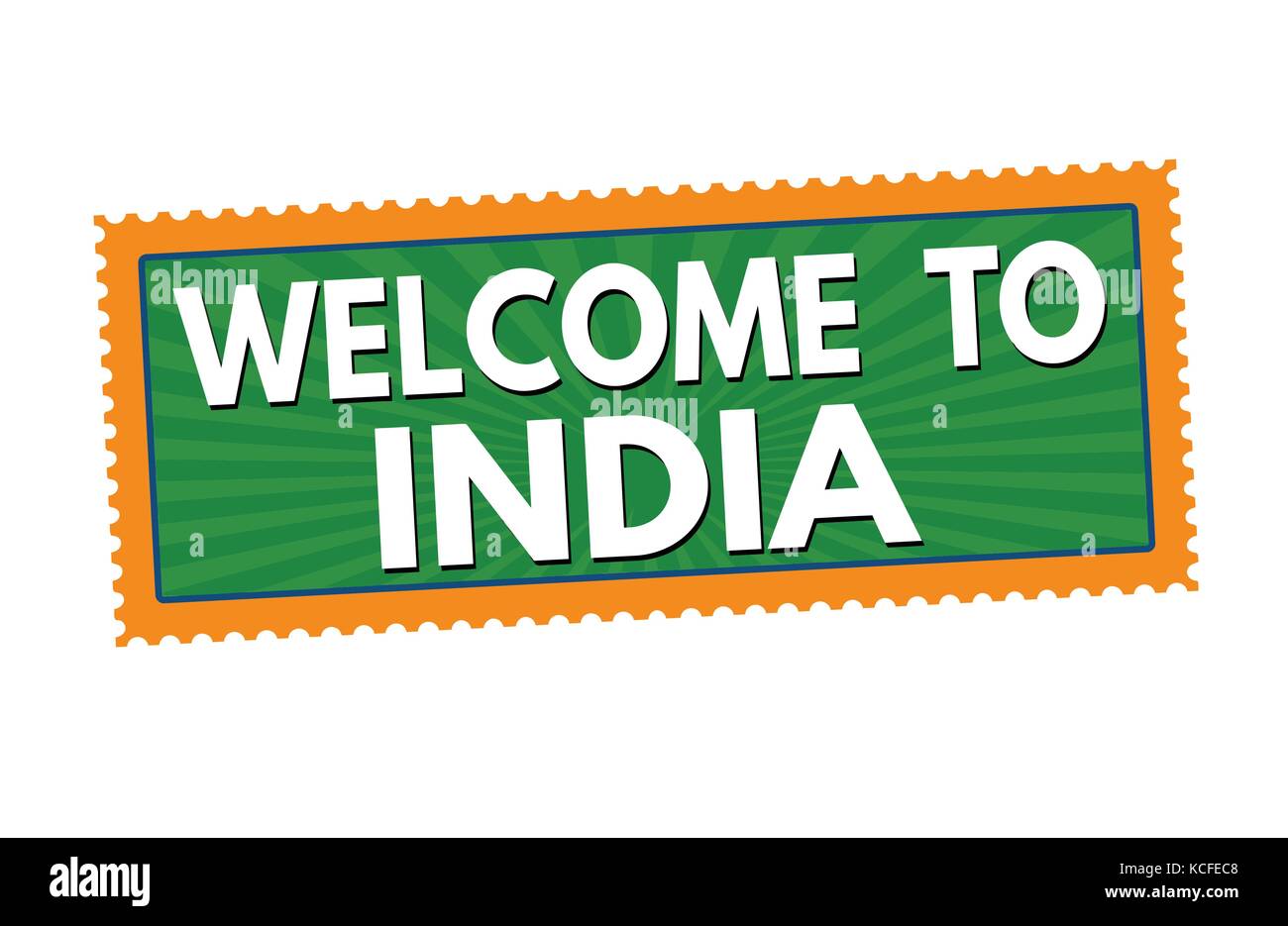 Welcome to India travel sticker or stamp on white background, vector illustration Stock Vector