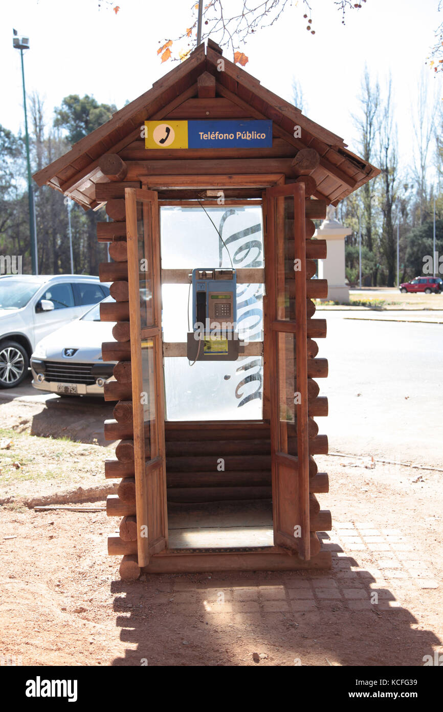 Public telephone, cabin, 2014, Mendoza, Argentina Stock Photo Alamy