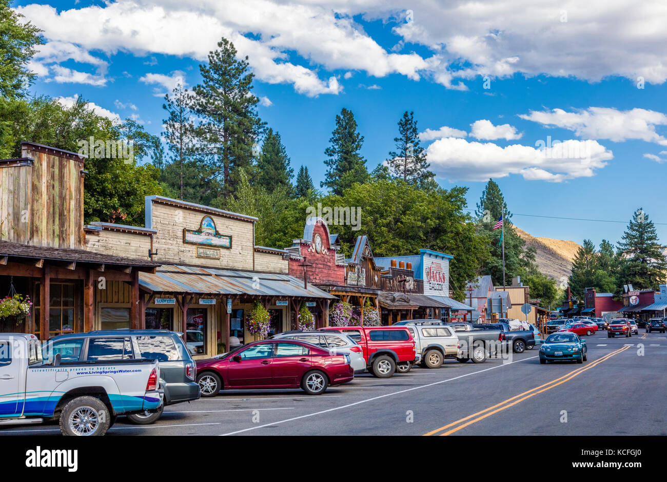 Old west style town of Winthrop in Okanogan County in Washington State